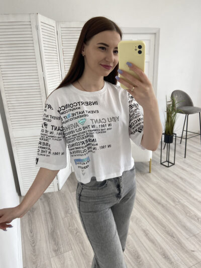 Топ жіночий білий NEW NOCE з принтом