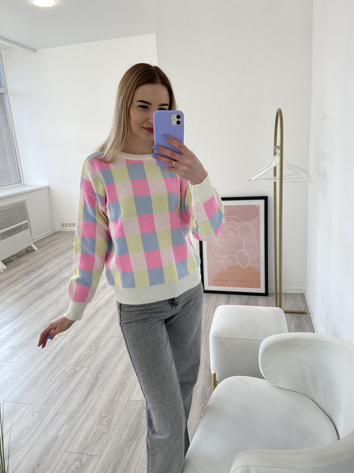 Зображення Светр жіночий Rosalie у клітинку 3 Светр жіночий Rosalie у клітинку 3