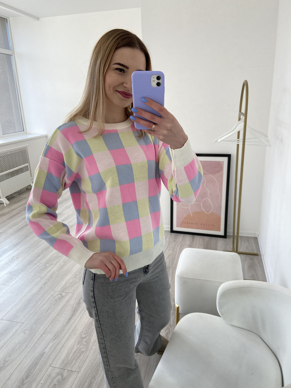 Зображення Светр жіночий Rosalie у клітинку 4 Светр жіночий Rosalie у клітинку 4